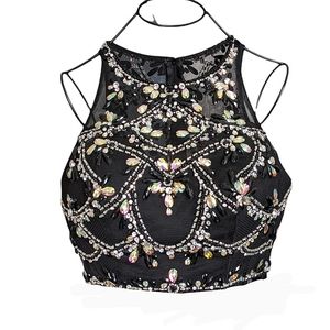 jewel decorated black party crop top size 4